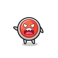 cute emergency panic button cartoon in a very angry pose vector