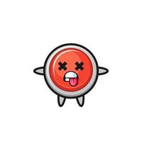 character of the cute emergency panic button with dead pose vector