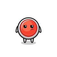 cute emergency panic button character with suspicious expression vector