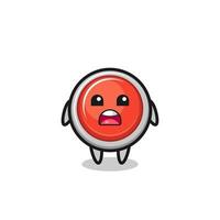 emergency panic button illustration with apologizing expression, saying I am sorry vector