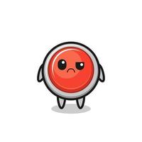 the mascot of the emergency panic button with sceptical face vector