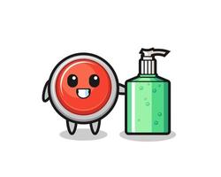 cute emergency panic button cartoon with hand sanitizer vector