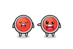 illustration of the argue between two cute emergency panic button characters vector