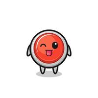 cute emergency panic button character in sweet expression while sticking out her tongue vector