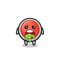 the cute emergency panic button character with puke vector