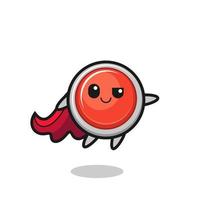 cute emergency panic button superhero character is flying vector