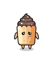 the lazy gesture of cupcake cartoon character vector