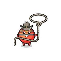 the meatball bowl cowboy with lasso rope vector