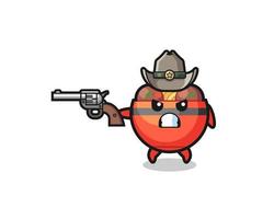 the meatball bowl cowboy shooting with a gun vector