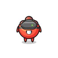 cute meatball bowl using VR headset vector
