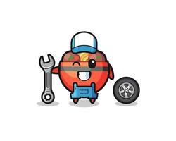 the meatball bowl character as a mechanic mascot vector