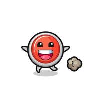 the happy emergency panic button cartoon with running pose vector