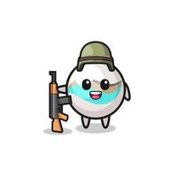 cute marble toy mascot as a soldier vector