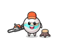 marble toy lumberjack character holding a chainsaw vector