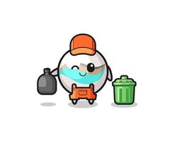 the mascot of cute marble toy as garbage collector vector