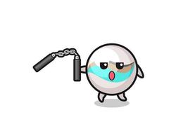 cartoon of marble toy using nunchaku vector