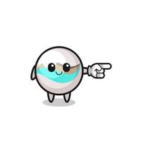 marble toy mascot with pointing right gesture vector