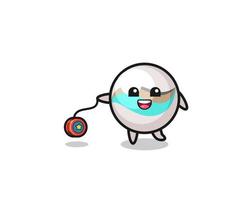 cartoon of cute marble toy playing a yoyo vector