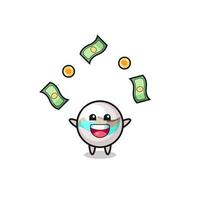 illustration of the marble toy catching money falling from the sky vector