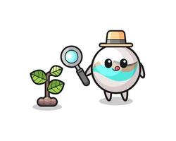cute marble toy herbalist researching a plants vector
