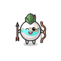 marble toy cartoon as medieval archer mascot vector