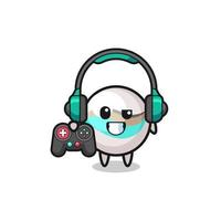 marble toy gamer mascot holding a game controller vector