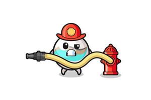 marble toy cartoon as firefighter mascot with water hose vector