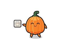 cartoon pumpkin is turning off light