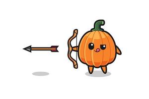 illustration of pumpkin character doing archery vector
