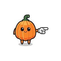 pumpkin mascot with pointing right gesture vector