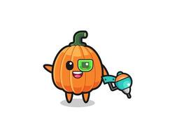 caricatura de calabaza como futura mascota guerrera vector