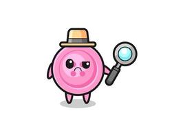 the mascot of cute clothing button as a detective vector