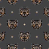 Seamless pattern with BEAR FACE in Simple style. Good for covers, fabrics, postcards and printing. Vector illustration.