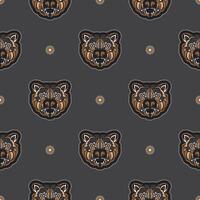 Seamless pattern with BEAR FACE in Simple style. Good for covers, fabrics, postcards and printing. Vector illustration.