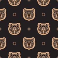 Seamless pattern with BEAR FACE in Simple style. Good for mural wallpaper, fabric, postcards and printing. Vector