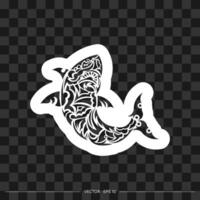 Shark print in Maori style. Vector