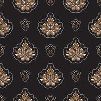 Seamless pattern with lotuses. Dark background. Expensive and luxurious style. Good for clothing and textiles. Vector illustration.