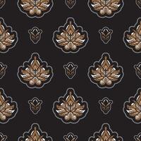 Seamless pattern with lotuses. Dark background. Expensive and luxurious style. Good for clothing and textiles. Vector illustration.