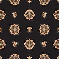 Dark solid color Seamless pattern with lotuses in Simple style. Good for backgrounds and prints. Vector