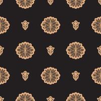Dark solid color Seamless pattern with lotuses in Simple style. Good for clothing and textiles. Vector illustration.