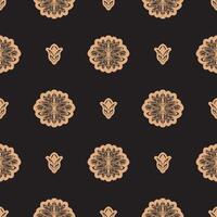 Dark solid color Seamless pattern with lotuses in Simple style. Good for clothing and textiles. Vector illustration.