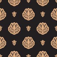 Dark solid color Seamless pattern with lotuses in Simple style. Good for covers, fabrics, postcards and printing. Vector illustration.