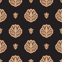 Dark solid color Seamless pattern with lotuses in Simple style. Good for covers, fabrics, postcards and printing. Vector illustration.