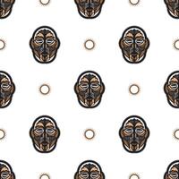 Seamless pattern with tiki mask in Hawaiian style. Good for t-shirt prints, cups, phone cases. Isolated. Vector illustration.