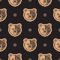 Seamless pattern with BEAR FACE in Simple style. Good for covers, fabrics, postcards and printing. Vector illustration.