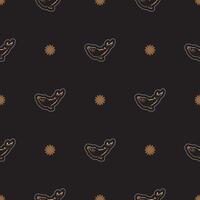 Seamless dark pattern with whales in simple style. Good for backgrounds, prints, apparel and textiles. illustration. vector