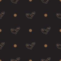 Seamless dark pattern with whales in simple style. Good for backgrounds, prints, apparel and textiles. Vector illustration.