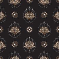 Dark lotus seamless pattern. Good for covers, fabrics, postcards and printing. Vector illustration.
