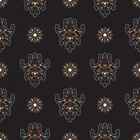 Dark lotus seamless pattern. Good for mural wallpaper, fabric, postcards and printing. Vector illustration.