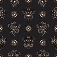 Dark lotus seamless pattern. Good for mural wallpaper, fabric, postcards and printing. Vector illustration.